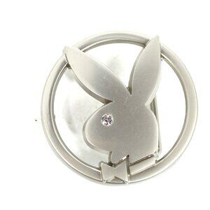 PLAYBOY BUNNY STAINLESS STEEL BELT BUCKLE WITH RHINESTONE EYE 2 7/8" DIAMETER